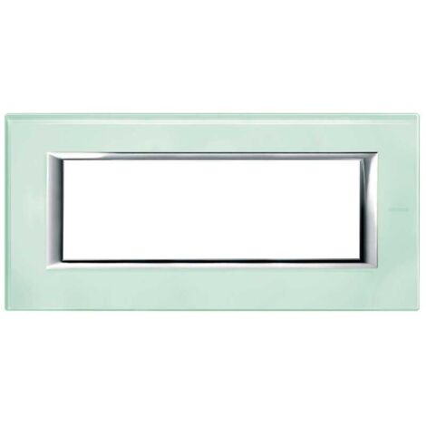 Bticino Placa Axolute 6 Módulos Vidrio Kristall HA4806VKA