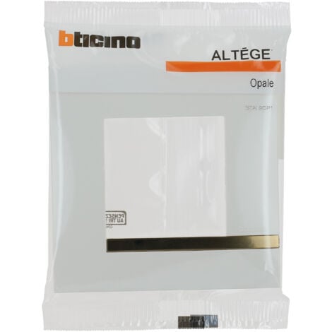 LEGRAND Bticino - Plaque Altège Déco 1 poste Opale - Blanc brillant avec liseré imitation or