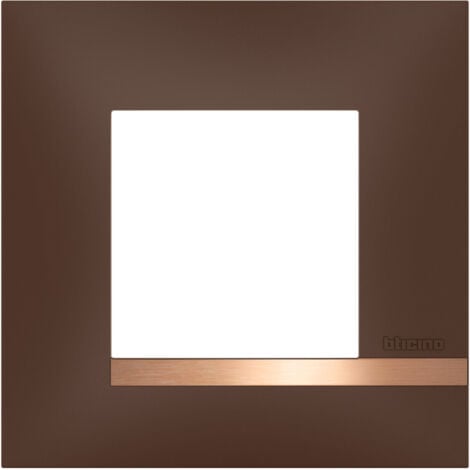 LEGRAND Bticino - Plaque Altège Déco 1 poste Terre de sienne - Marron avec liseré effet cuivre