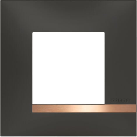 LEGRAND Bticino - Plaque Altège Mezzo 1 poste Note cuivrée - Noir satiné avec liseré effet cuivre