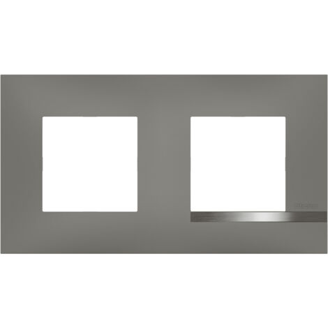 Bticino - Plaque Altège Mezzo 2 postes Note irisée - Effet aluminium et liseré alu brillant