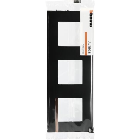 LEGRAND Bticino - Plaque Altège Mezzo 3 postes Note cuivrée - Noir satiné avec liseré effet cuivre