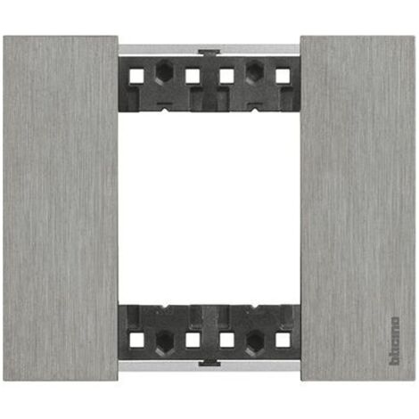 Bticino Platte Living Now 2 Module Farbe: Stahl KA4802ZG