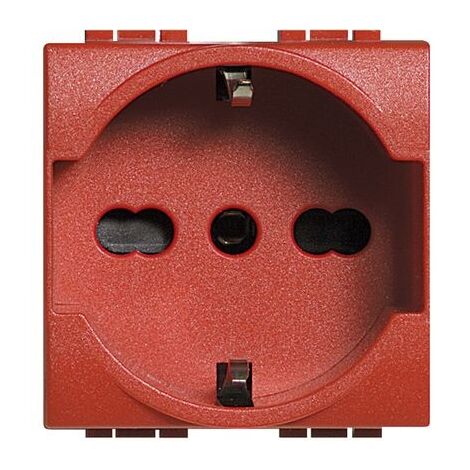 BTICINO Presa 2P+T 16A 250Vac Standard Tedesco Livinglight Rosso