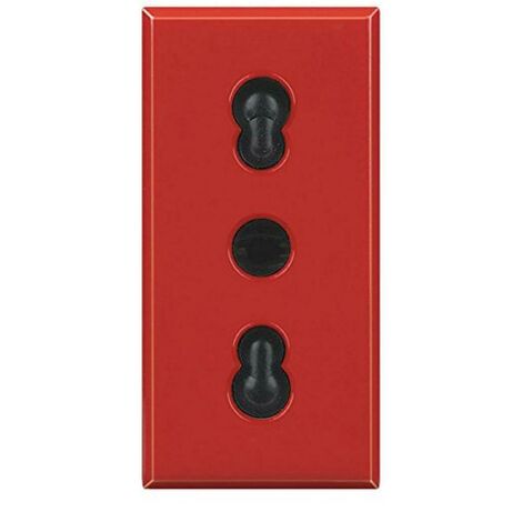 Bticino presa bipasso 2p+t 10/16a rossa axolute h4180r