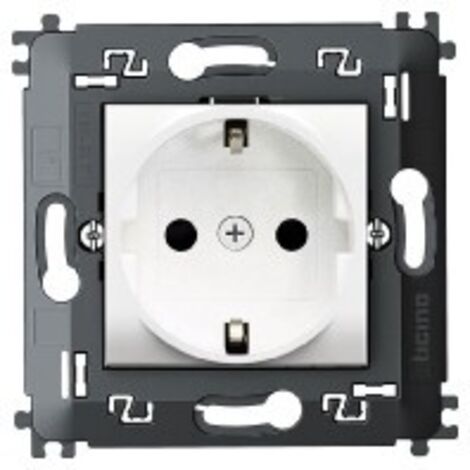 Bticino SCHUKO-Steckdose N4141MA m. Tragring SL weiss