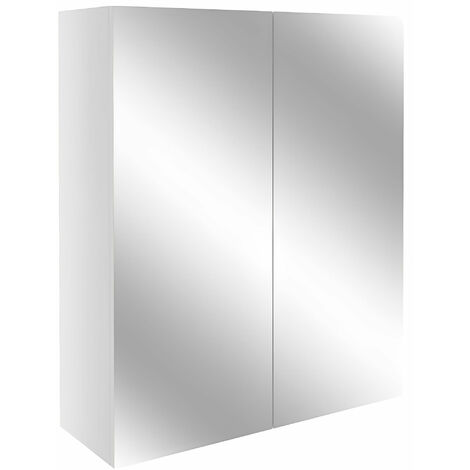 Signature Oslo 2-Door Mirrored Bathroom Cabinet 500mm Wide - Light Grey Gloss