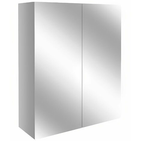 Signature Oslo 2-Door Mirrored Bathroom Cabinet 600mm Wide - Light Grey Gloss