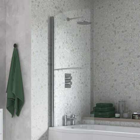 Signature P-Shaped Bath Screen with Rail 1500mm High x 760mm Wide - 6mm Glass