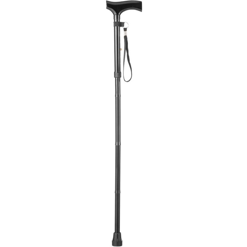 Canne de marche pour personnes âgées pliable, bâton de marche, poignée ergonomique souple amortissante, pied antidérapant, dragonne, hauteur réglable