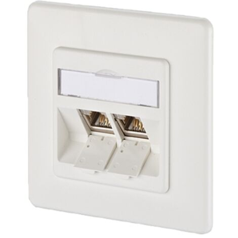 BTR E-DAT MODUL 8/8(8) UP, REINWEIß (RAL 9010) CAT 6 ANSCHLUSSDOSE UNTERPUTZ CON 2 E-D