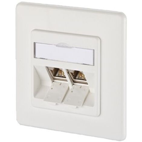 BTR E-DAT MODULE 2 PORT UP BLANC (RAL 9010) - 8/8(8) UP, CAT 6 ANSCHLUSSDOSE UNTERPUTZ AVEC 2 E-DAT MODULE EINBAUBUCHSEN, GHMT C