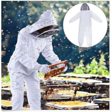 BTuta da apicoltore in cotone naturale con velo da scherma-XL
