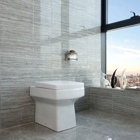 AICA SANITAIRE BTW Square Toilet Back To Wall Ceramic Pan Cloakroom Soft Close Seat Bathroom WC Modern