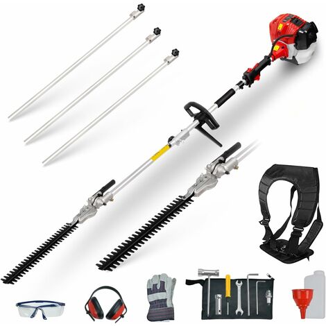 BU-KO 52cc Long Reach Petrol Hedge Trimmer and 3 75cm Extension Pole, Precision Trimming for Tall Hedges & Bushes, Easy to Use, High Performance, Durable Steel Blade