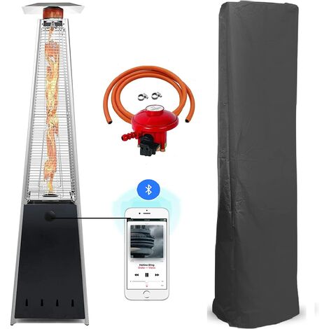 BU-KO Patio Gas Heater Black with Bluetooth