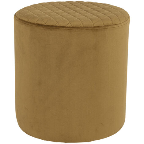BUBBEL - Pouf Rond Ø34cm Velours Coloris Moutarde