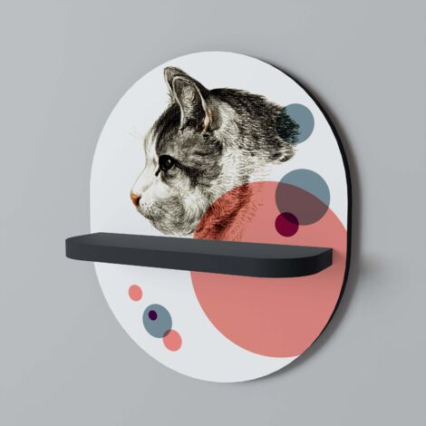 BUBBLE CAT SKETCH Mensola ovale nera