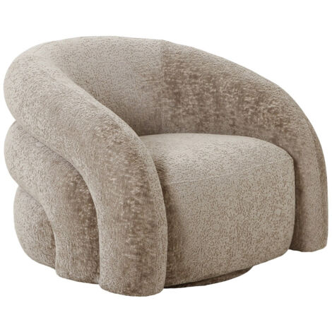 BUBBLE - Fauteuil Tissu Velours Texturé Beige Pivotant
