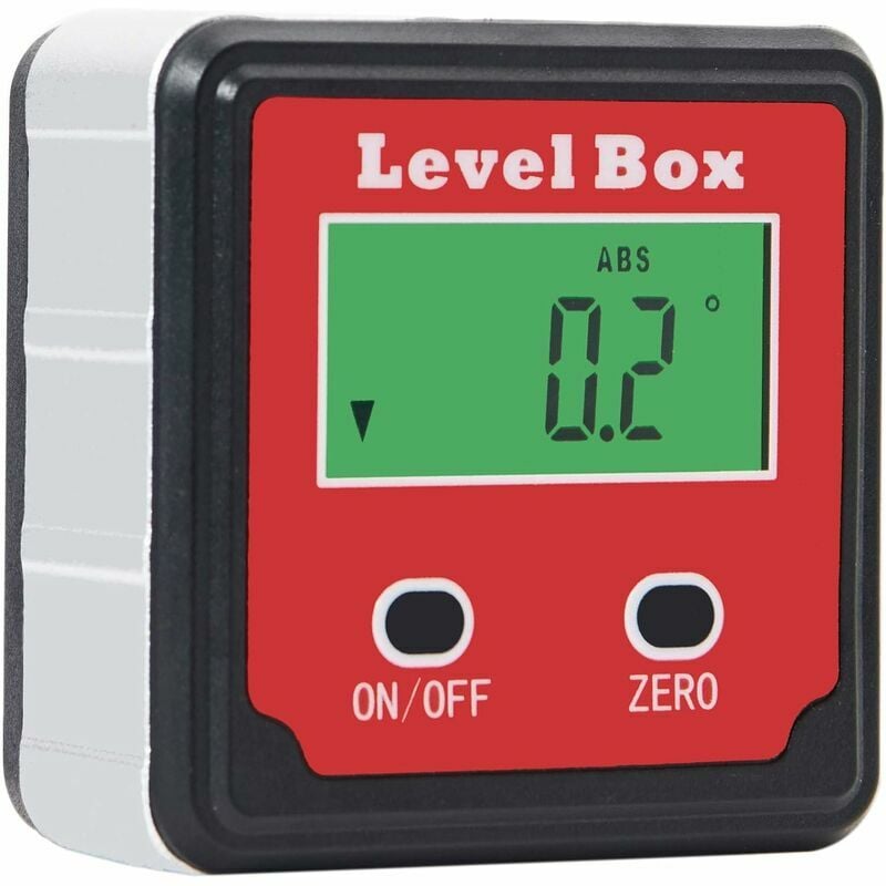 Magnetic Digital Angle Protractor Bevel Box Waterproof lcd Inclinometer with Built-in Magnets Red