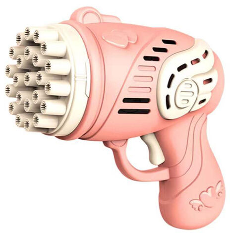 Bubble Machine a 23 fori per bambini, pistola a bolle Gatling 2022 per bambini, forniture per feste all'aperto, giocattolo a bolle con vassoio a bolle, regalo per ragazzi e ragazze (rosa)