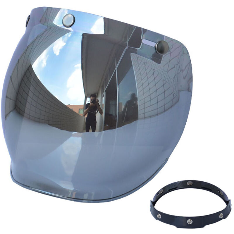 

Bubble Mirror Lente de casco Motocicleta Lente de tres botones Retro Medio casco Espejo 2006 Soporte gratuito,plata