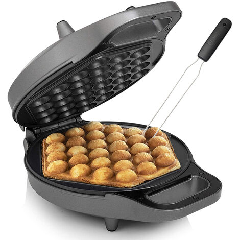 Bubble Waffeleisen drehbar & Gabel Eierwaffeln Ø20cm Egg Waffle Maker 700Watt