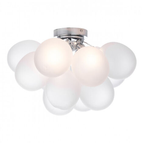 Bubbles 4 globes en verre givré affleurant au chrome poli