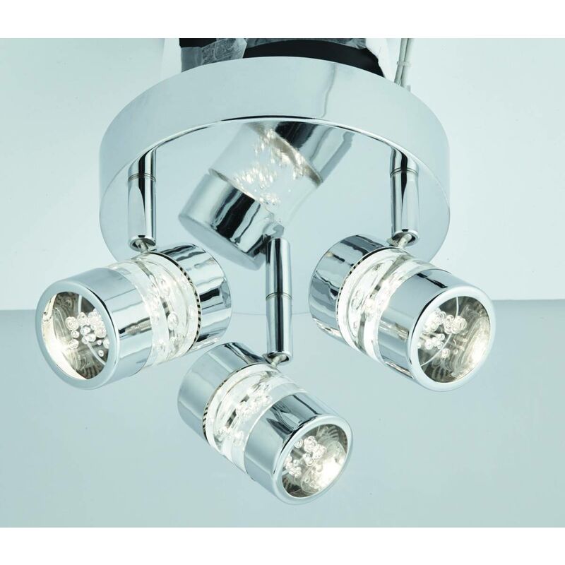 Bubbles - led 3 Light Bathroom Ceiling Spotlight Chrome, Bubble Effect IP44 - Searchlight