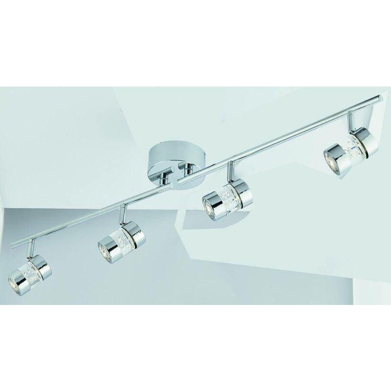 Searchlight Bubbles - LED 4 Light Adjustable Bathroom Ceiling Spotlight Bar Chrome, Bubble Effect IP44