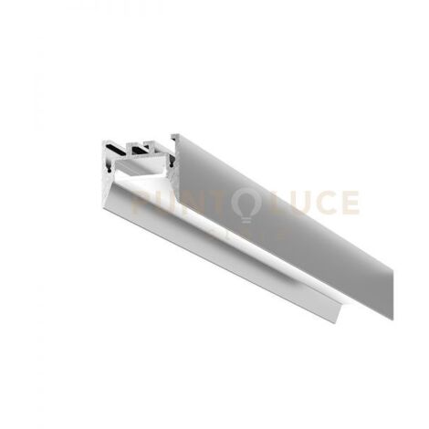 BUCAREST G - PROFILO IN ALLUMINIO SEZIONABILE CON DIFFUSORE AD INCASTRO BIANCO PARETE/SOFFITTO/SOSPENSIONE MT2 COLORE ARGENTO