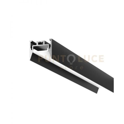 BUCAREST G  - PROFILO IN ALLUMINIO SEZIONABILE CON DIFFUSORE AD INCASTRO BIANCO PARETE/SOFFITTO/SOSPENSIONE MT2 COLORE NERO