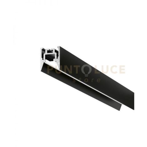 BUCAREST P - PROFILO IN ALLUMINIO SEZIONABILE CON DIFFUSORE AD INCASTRO BIANCO PARETE/SOFFITTO/SOSPENSIONE MT2 COLORE NERO