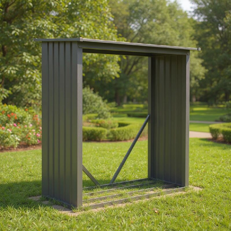 Bûcher métal gris - 1,37 m2 - Chalet&jardin