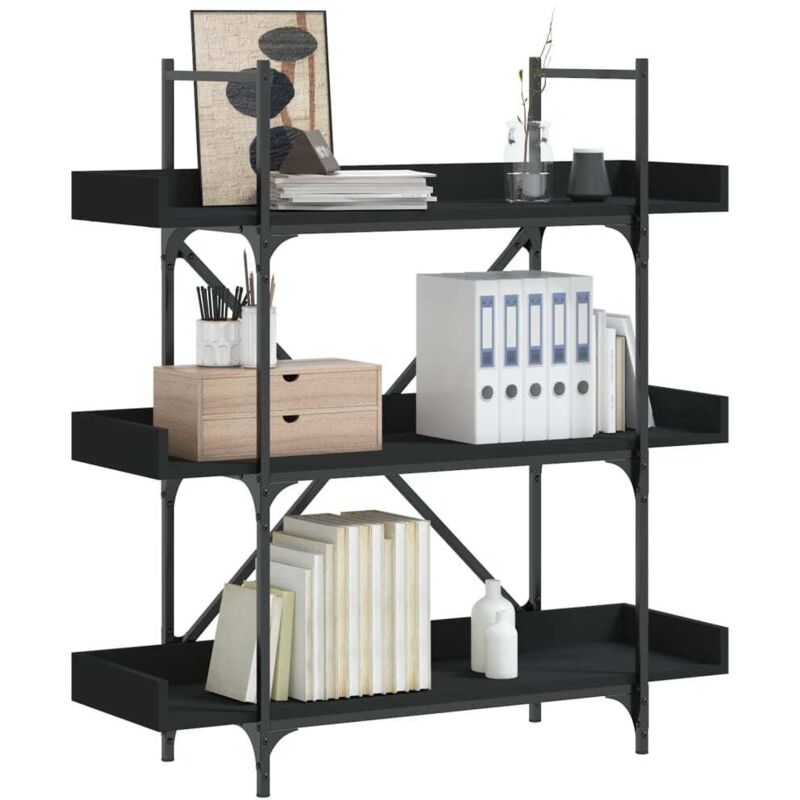 Vidaxl - Bücherregal 3 Böden Schwarz 100x33x108, 5 Cm Holzwerkstoff