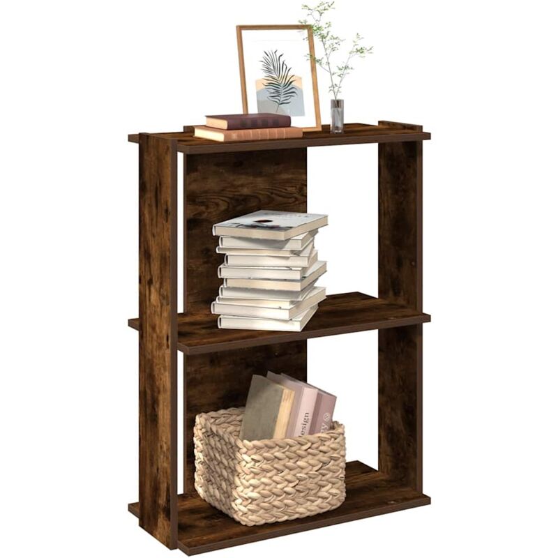 Bücherregal 3 Böden Räuchereiche 60x30x80 Cm Holzwerkstoff Vidaxl