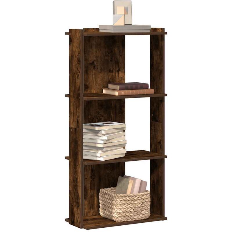 Bücherregal 3 Böden Räuchereiche 60x30x120 Cm Holzwerkstoff Vidaxl