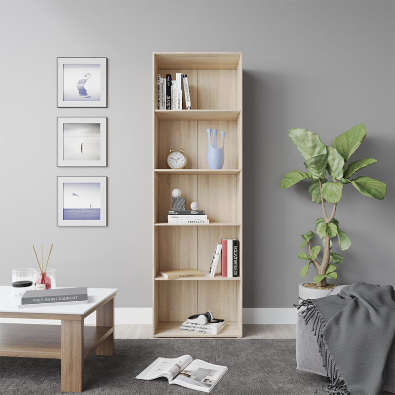 Vicco - Bücherregal Bob, Sonoma, 60 X 190 Cm Mit 5 Fächern