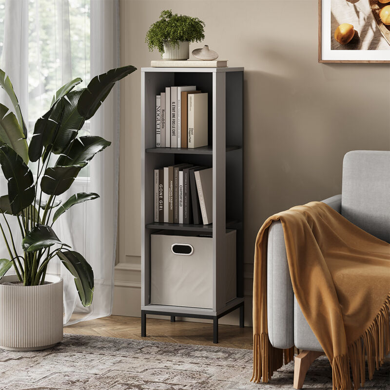 Bücherregal Eliza, Grau, 36 X 120 Cm Mit 3 Fächern, Vicco