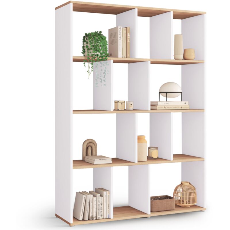 Idmarket Weiß Bücherregal Jena 4 Ebenen Und Holzeffekt H.143 Cm