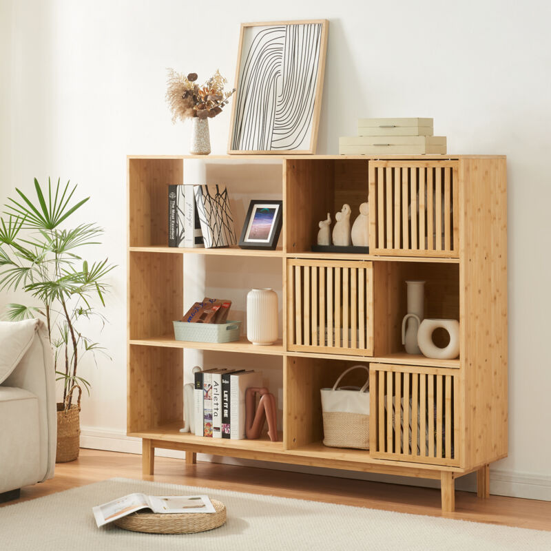 [en.casa] - Bücherregal Ypäjä 128x147x39 Cm Bambus