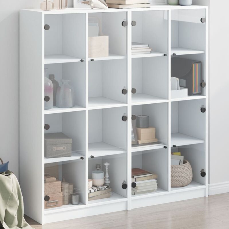 Bücherschrank Mit Türen Weiß 136x37x142 Cm Holzwerkstoff Vidaxl