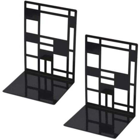 Buchstützen-Set, Metall-Buchstützen, schwarze Buchstützen, Design-Buchstützen, rutschfester Boden, ideal für Kinderzimmer, Büro, Schule, Wohnzimmer, Buchhandlung und Bibliothek