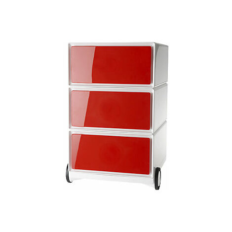 Buck rodante easyBox®  3 cajones  blanco / rojo