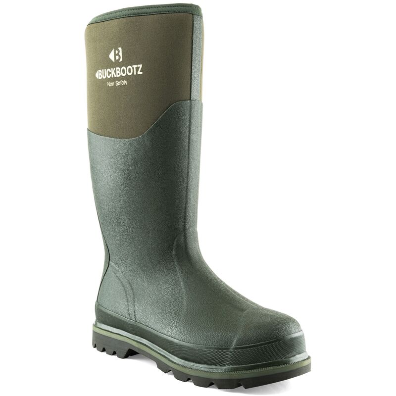 Buckbootz BBZ5020 Non-Safety Waterproof Rubber Wellington Boots Green - Size 7