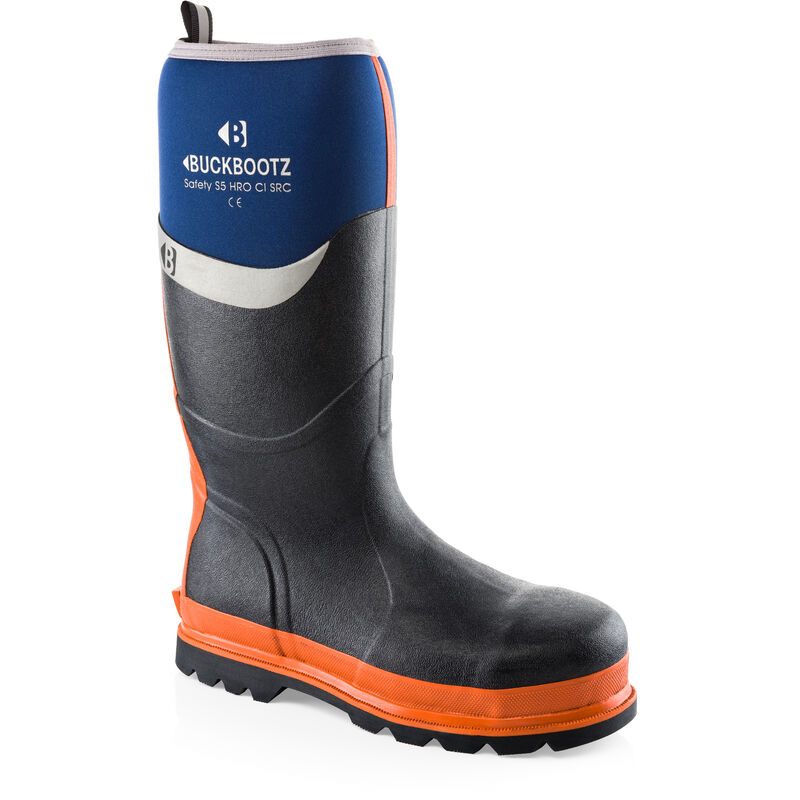 BBZ6000BL Waterproof Rubber Safety Wellington Boots Blue - Size 9 - Buckbootz