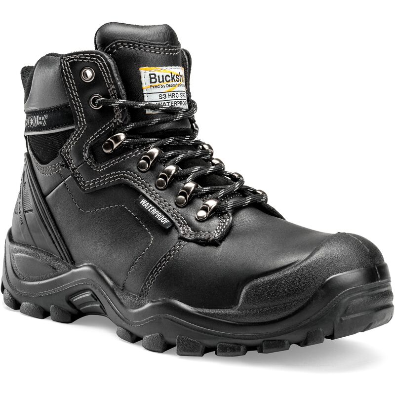 Buckbootz BSH009BK Waterproof Anti-Scuff Safety Work Boots Black - Size 10