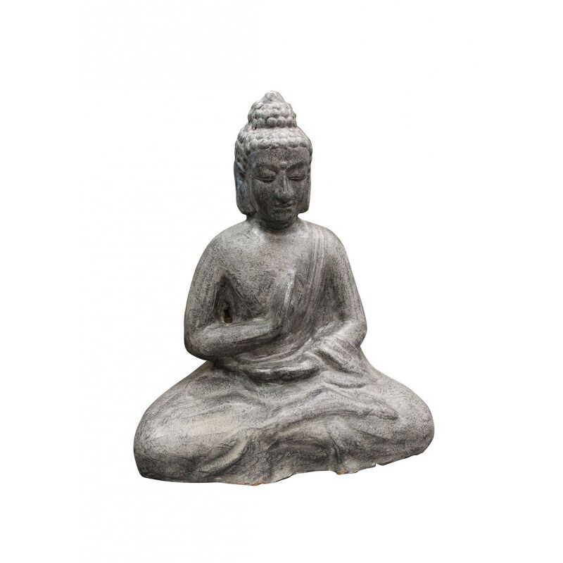 Meubletmoi - Décoration Bouddha assis gris en terre cuite h. 52 cm - nirvana