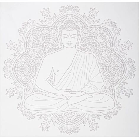 Buddha Aufkleber, Grau, 40 x 40 cm