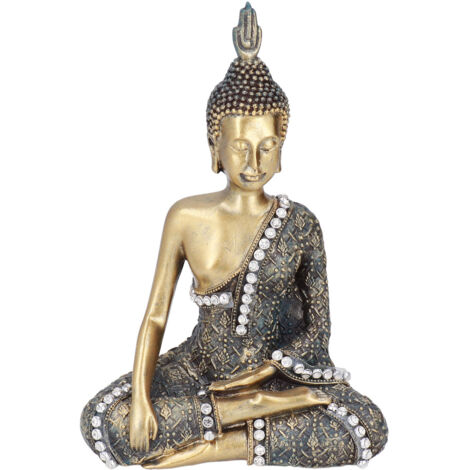 Buddha Ornament Resin Retro Small Decorative Desktop Sitting Buddha Statue for Home Office